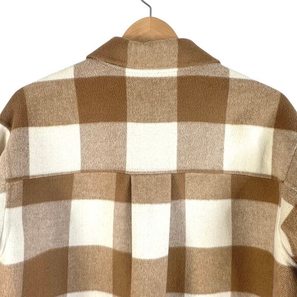 Rails Jaro Coat Oversized Wool Blend Ivory Camel Buffalo Check - Picture 8 of 11